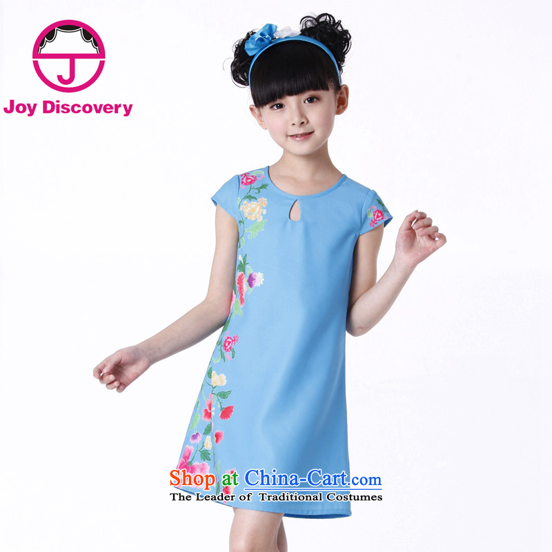The Burkina found the new nation 2015 Summer winds of children's wear women's dresses round-neck collar short sleeve in long cheongsam dress white 160 bu-bu discovery (JOY DISCOVERY shopping on the Internet has been pressed.)