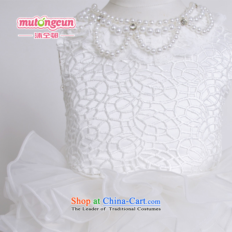 Bathing in the estate of the colleagues of the Child wedding dresses upscale princess skirt girls wedding flower girls long tail skirt crowsfoot skirt show birthday party chairmanship will stage ivory 150cm, warmly welcomes estate shopping on the Internet