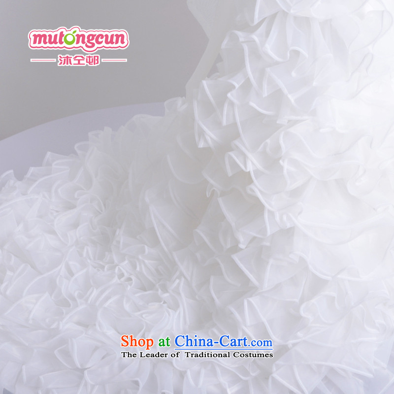 Bathing in the estate of the colleagues of the Child wedding dresses upscale princess skirt girls wedding flower girls long tail skirt crowsfoot skirt show birthday party chairmanship will stage ivory 150cm, warmly welcomes estate shopping on the Internet