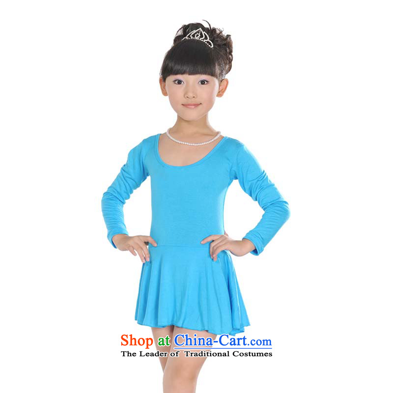 Girls wearing long-sleeved skirt Ballet Dance Performances Latin TZ5108-0071 skirt a long-sleeved blue (bow tie) document) 110 (recommended 90-110),POSCN,,, shopping on the Internet