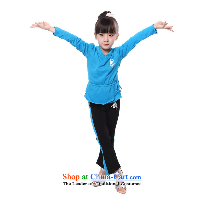 Children Dance wearing girls exercise clothing autumn and winter rarely early childhood Latin dance exercise clothing TZ5108-0063 blue 130CM,POSCN,,, shopping on the Internet
