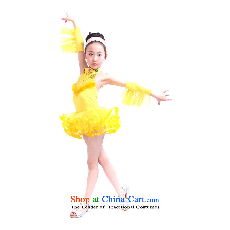 Dance services bon bon skirt dancing girl child dresses skirt costumes on chip dress dances TZ5108-0044 YELLOW L 90-115CM),POSCN,,, suitable for shopping on the Internet