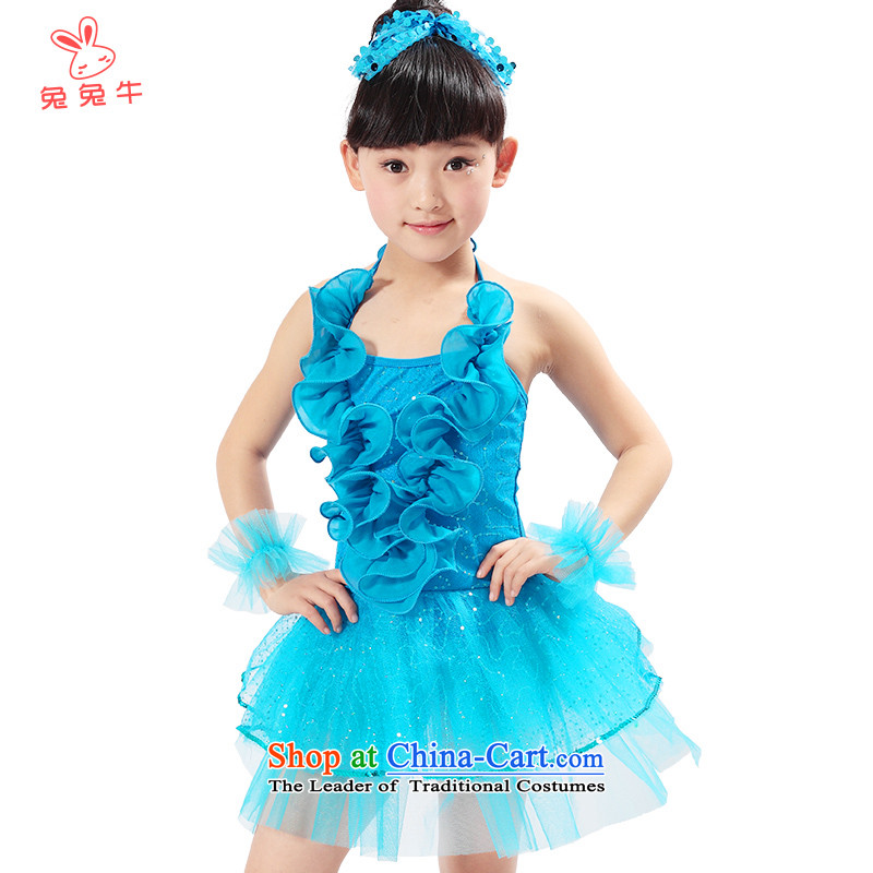 The United States and the new child lace n will girls Latin dance performances services for children with skirt the kindergarten stage costumes Q06 and rabbit cattle yellow 120-130 , , , shopping on the Internet