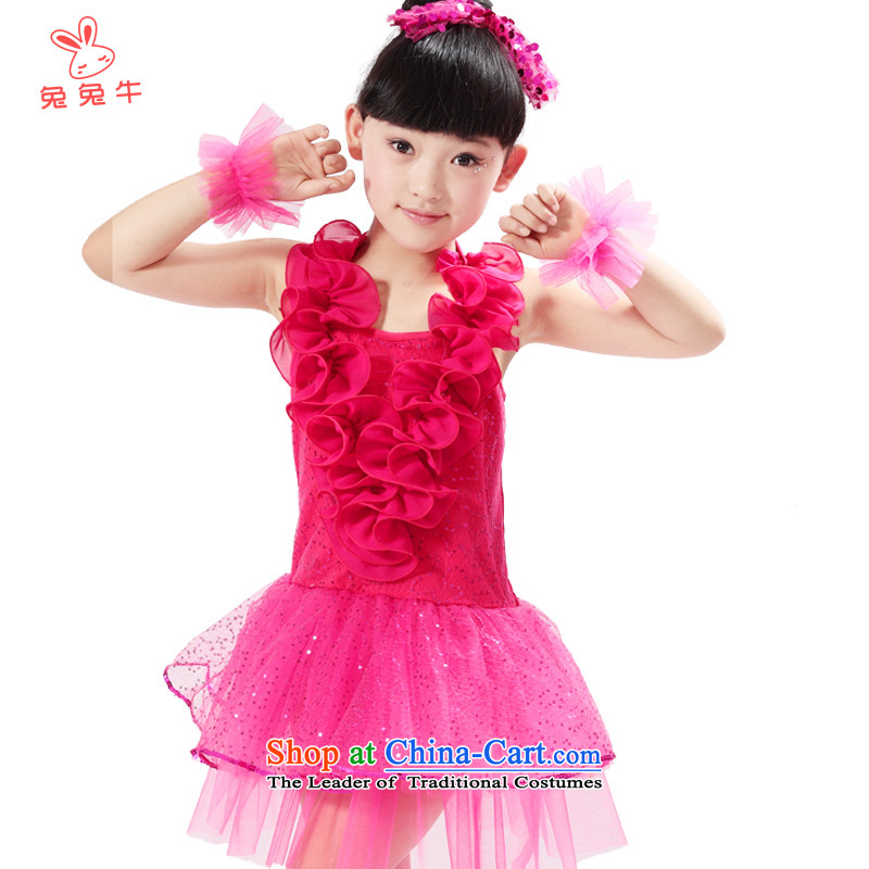 The United States and the new child lace n will girls Latin dance performances services for children with skirt the kindergarten stage costumes Q06 and rabbit cattle yellow 120-130 , , , shopping on the Internet