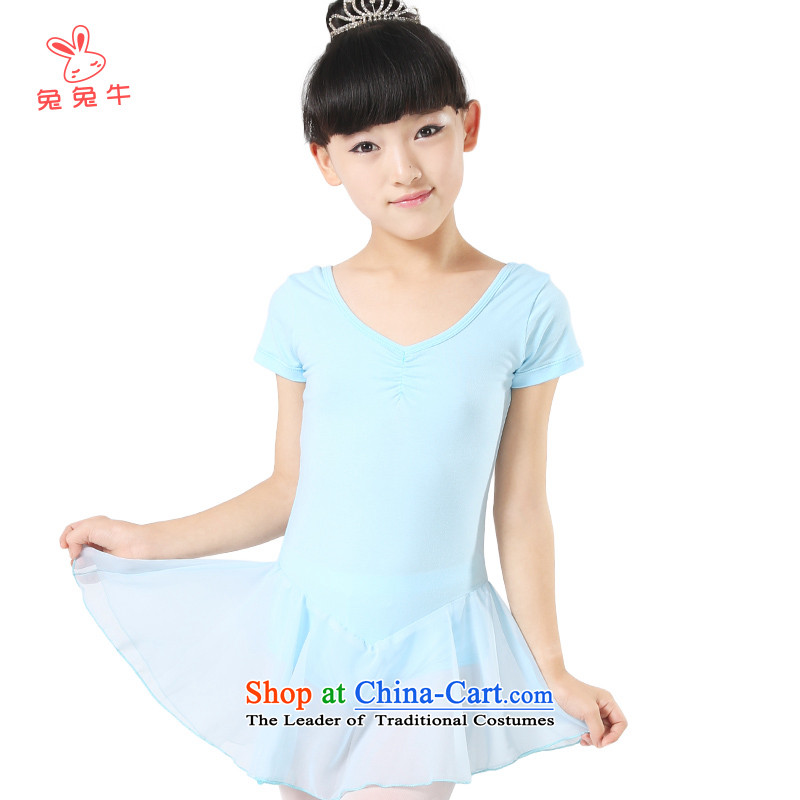 Rabbit and Ngau Chau New and fewer children dance exercise clothing girls dancing skirt G48 short-sleeved purple and cattle and 150, , , , shopping on the Internet