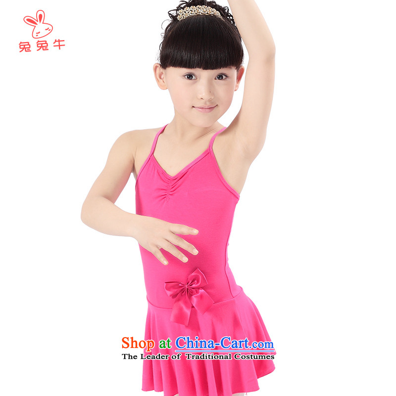 Rabbit and cattle new 2014 children dance exercise clothing short-sleeved clothing girls dancing summer Strap-yi, Kingswood Ginza Phase 2 in Red dance short-sleeved_ 160
