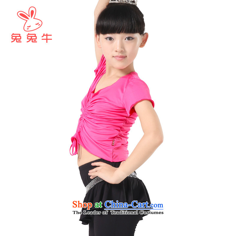 Rabbit and cow girls Latin dance skirt children exercise clothing short-sleeved dress pants Kit 2014 new costumes and 160 and G50 Yellow cow shopping on the Internet has been pressed.