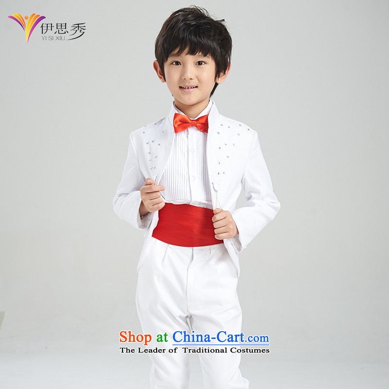 The league-embroidered dress boy children suits dress kit wedding flower Girls Boys will set white X090 110
