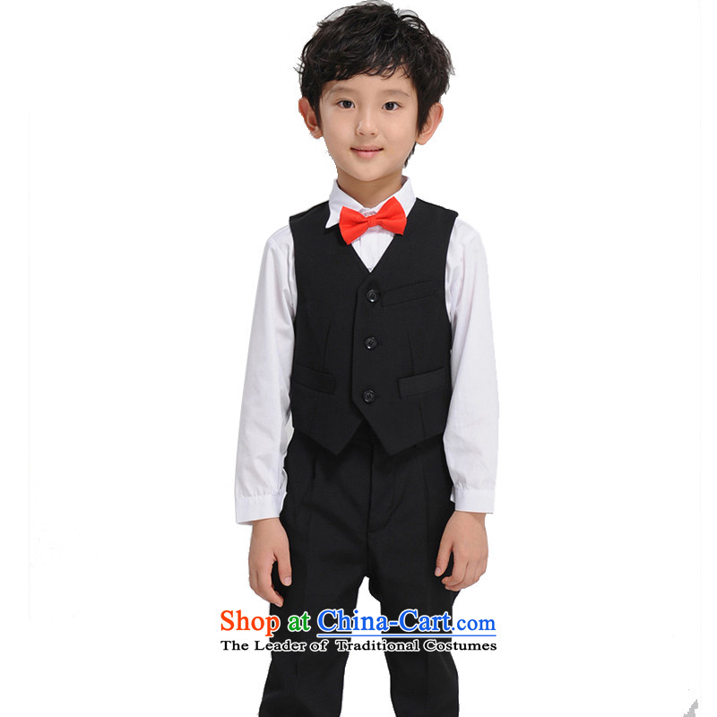 The league-su, a children's dress Flower Girls dress Kit Multi Pack campus choral dress boy costumes performed under the auspices of the festive dress dark horse a black trousers, white shirt Red130