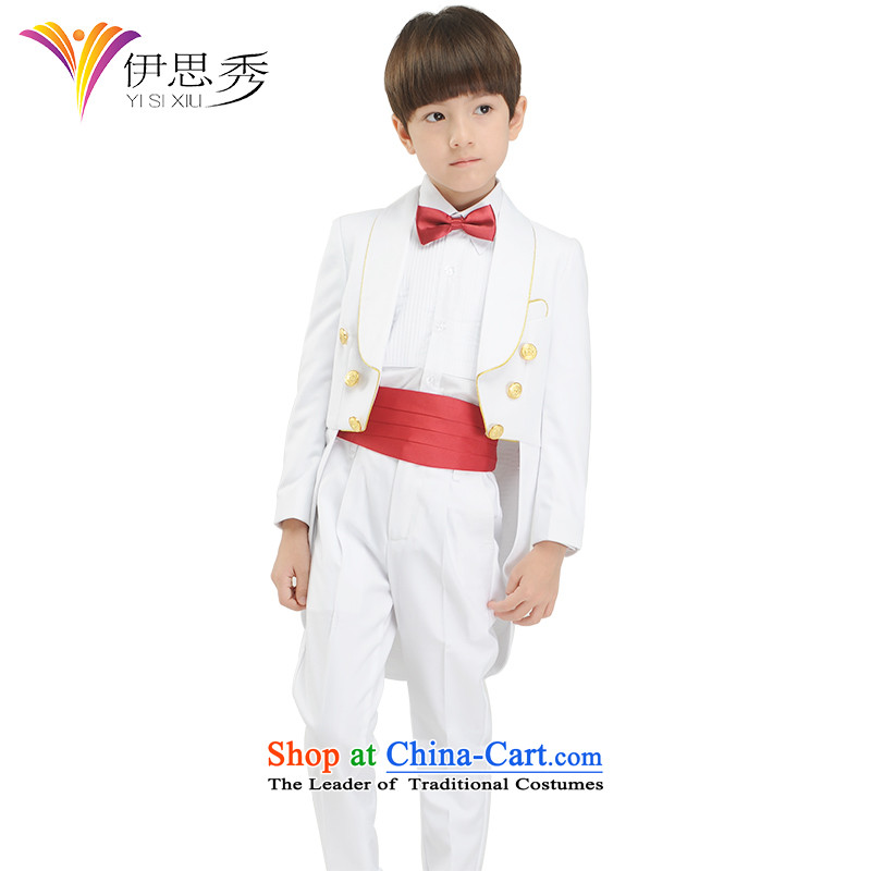 The league-soo children dress frock coat B suits piano services Korean Flower Girls dress suits 5 performance piece white frock coat Y6685 130