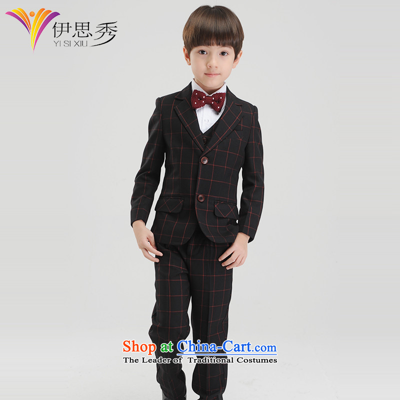 The League of Sau 2014 autumn and winter new upscale small business suit children boy Korean latticed suits Flower Girls dress suit male moderator dress red grille 5 piece of 150, 51-soo (yisixiu) , , , shopping on the Internet