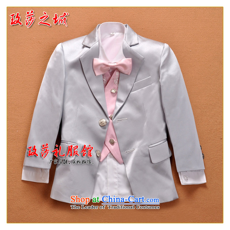 Children Kit Male dress Flower Girls wedding dress elementary school students under the auspices of school performances dress suits silver gray with white and gray vest ground on the Pink Pink vest ), the Mona Lisa 150 (spot of city shopping on the Intern