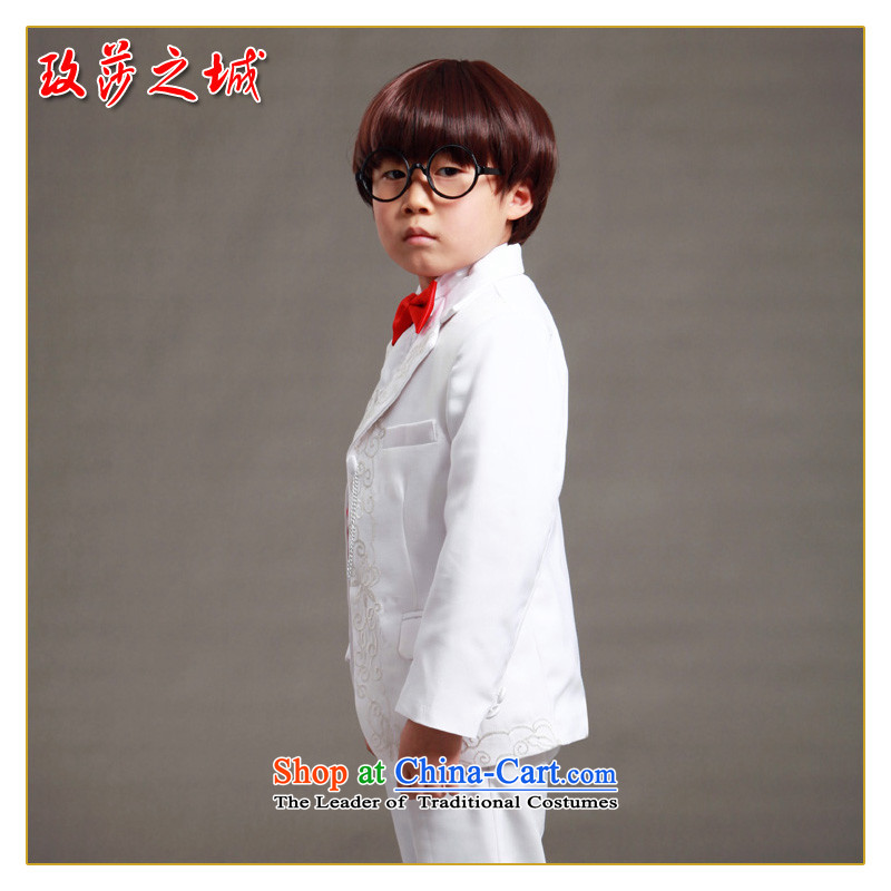 Male Flower Girls wedding dress a performance by students under the auspices of the wearing white gown package style embroidery China Wind Jacket with red bow girdles tailored white 150, the city of Windsor shopping on the Internet has been pressed.