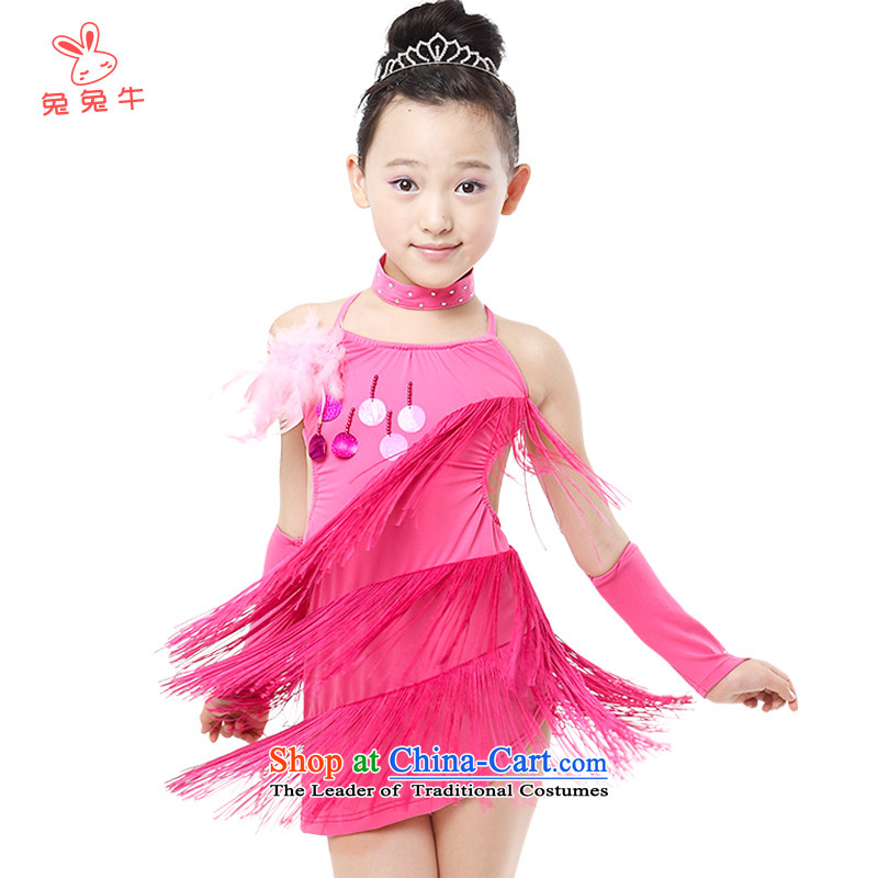 Rabbit and cattle new 2014 girls edging Latin dance performances to serve children Race suits the long-sleeved red) L01 160 and cattle and shopping on the Internet has been pressed.