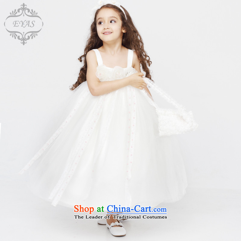 The spring of the new children's wear EYAS girls princess skirt Flower Girls dress children wedding dress bon bon skirt performances of dance skirt female C4213 Services White 140,EYAS,,, shopping on the Internet