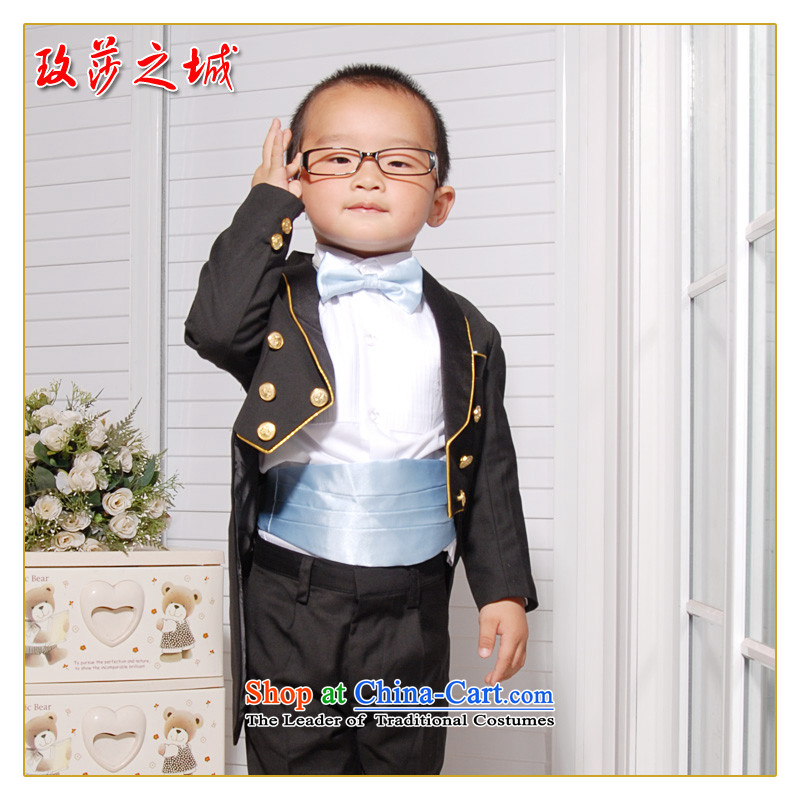 Children frock coat kit male Flower Girls wedding dress black frock coat gold coin side of primary school students under the auspices of piano performance apparel can be made better), 150 (Black Spot Elizabeth City shopping on the Internet has been presse