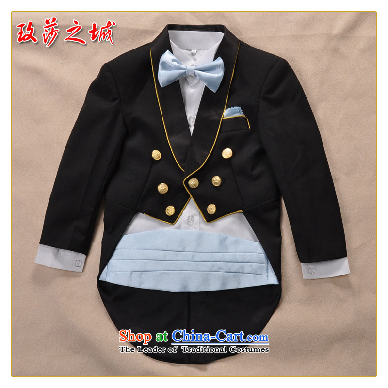 Children frock coat kit male Flower Girls wedding dress black frock coat gold coin side of primary school students under the auspices of piano performance apparel can be made better), 150 (Black Spot Elizabeth City shopping on the Internet has been presse