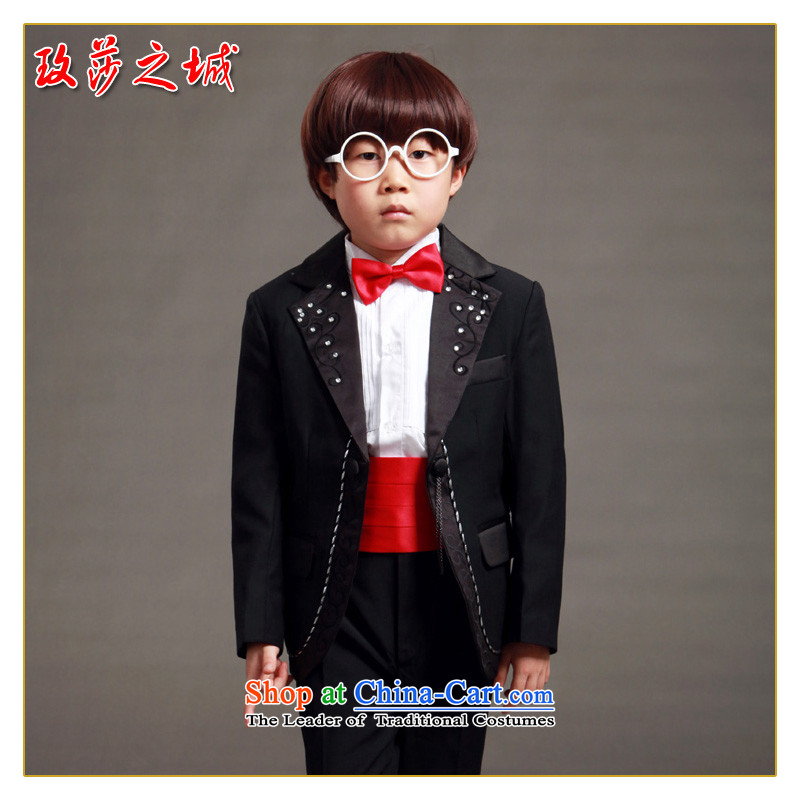 Male flower girls under the auspices of wedding dress package shows children embroidered dress water drilling of Chinese national parquet wind black atmospheric production to accept the size produced black 150(3-7 day shipping) in the city of Windsor shop