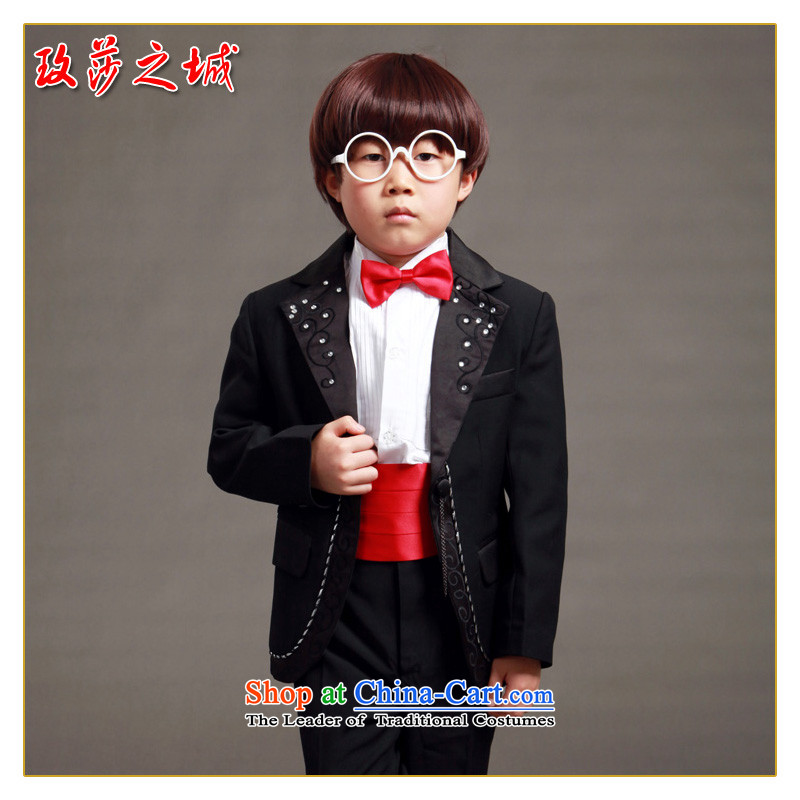 Male flower girls under the auspices of wedding dress package shows children embroidered dress water drilling of Chinese national parquet wind black atmospheric production to accept the size produced black 150(3-7 day shipping) in the city of Windsor shop