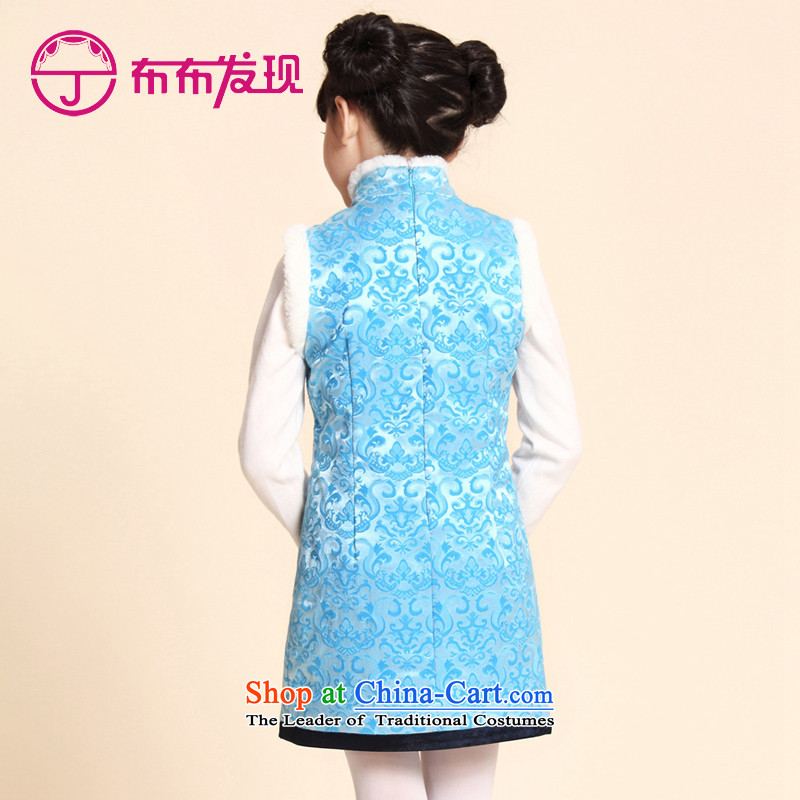 The Burkina found 2015 autumn and winter new ethnic girls cheongsam look like embroidery sleeveless rough edges cheongsam dress girls blue 150, the Burkina Discovery (JOY DISCOVERY shopping on the Internet has been pressed.)