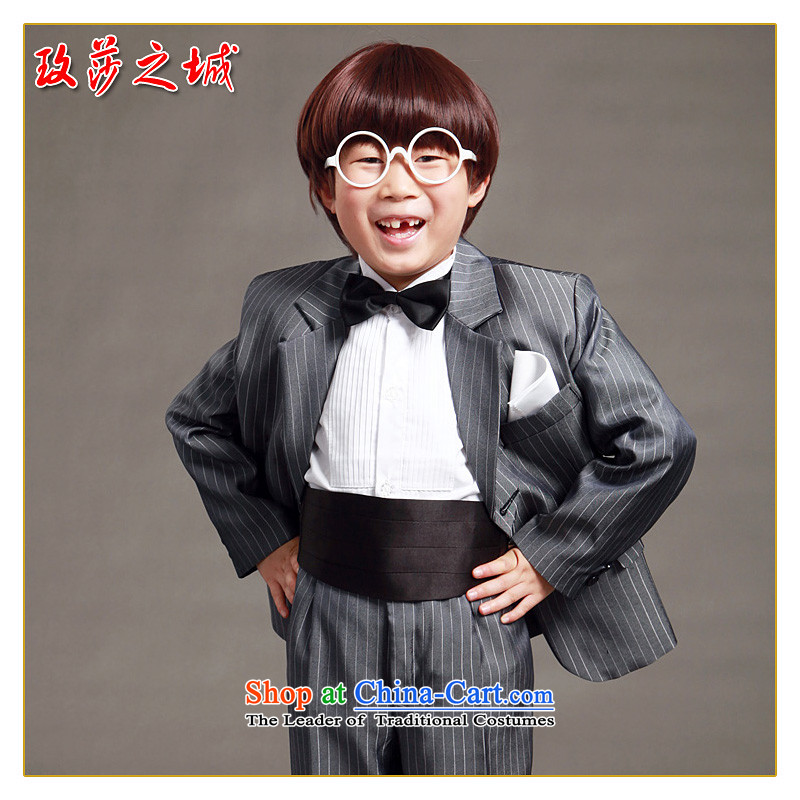 The city of Windsor suite upscale children dress male Flower Girls gray striped suit of clothes trousers auspices costumes and ground black cravat girdles shawl 150(2-3 gray), the Mona Lisa day shipping city shopping on the Internet has been pressed.