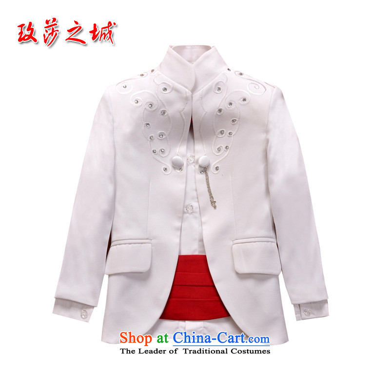 The city of Windsor upscale children 5 Piece Male dress Flower Girls Wedding Dress Chinese collar Xiangyun embroidery parquet water drilling red flower collar girdles custom black 150(2-3 day shipping) in the city of Windsor shopping on the Internet has b