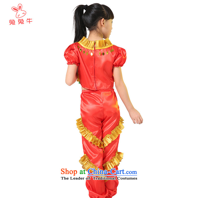 Rabbit and cattle children dance folk dance will dress girls costumes and early childhood stage costumes F39  and cattle and 140 red , , , shopping on the Internet