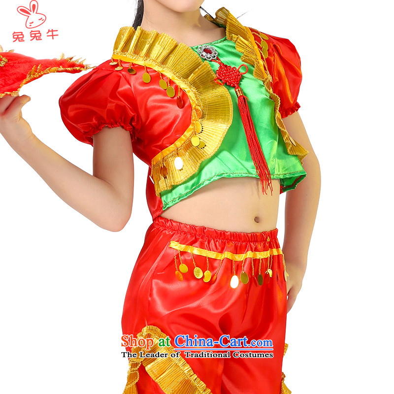 Rabbit and cattle children dance folk dance will dress girls costumes and early childhood stage costumes F39  and cattle and 140 red , , , shopping on the Internet