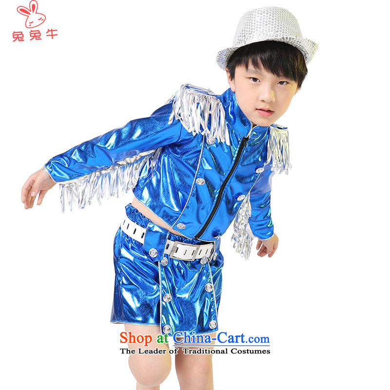 Rabbit and cattle children will boy jazz dance costumes girls the same population cuffs Red Leather Show Services F26  and the Rabbit Cattle Blue 120-130 , , , shopping on the Internet