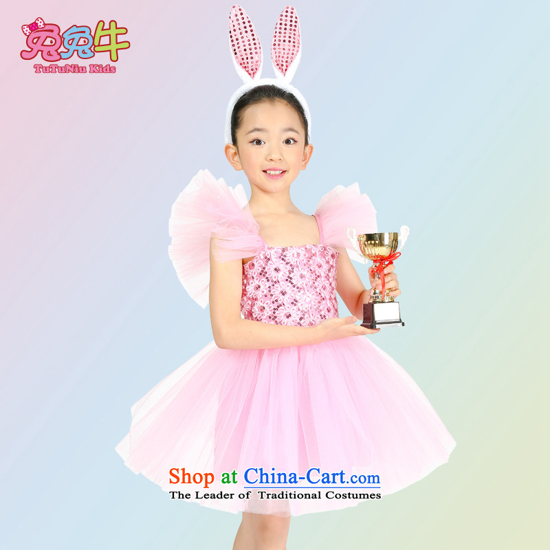 Rabbit and cattle 2014 children will show apparel children costumes princess skirt girls will serve children's entertainment  and rabbit Q48 150cm, yellow cow shopping on the Internet has been pressed.