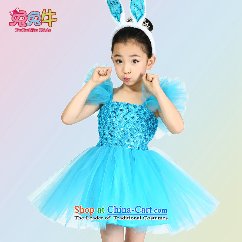Rabbit and cattle 2014 children will show apparel children costumes princess skirt girls will serve children's entertainment  and rabbit Q48 150cm, yellow cow shopping on the Internet has been pressed.