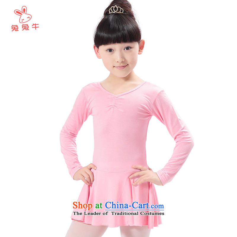 The United States and the 2014 autumn load new cattle, children dance wearing long-sleeved girls practice suits young children ballet G02 short-sleeved light pink velvet 150cm, plus and thick and cattle shopping on the Internet has been pressed.