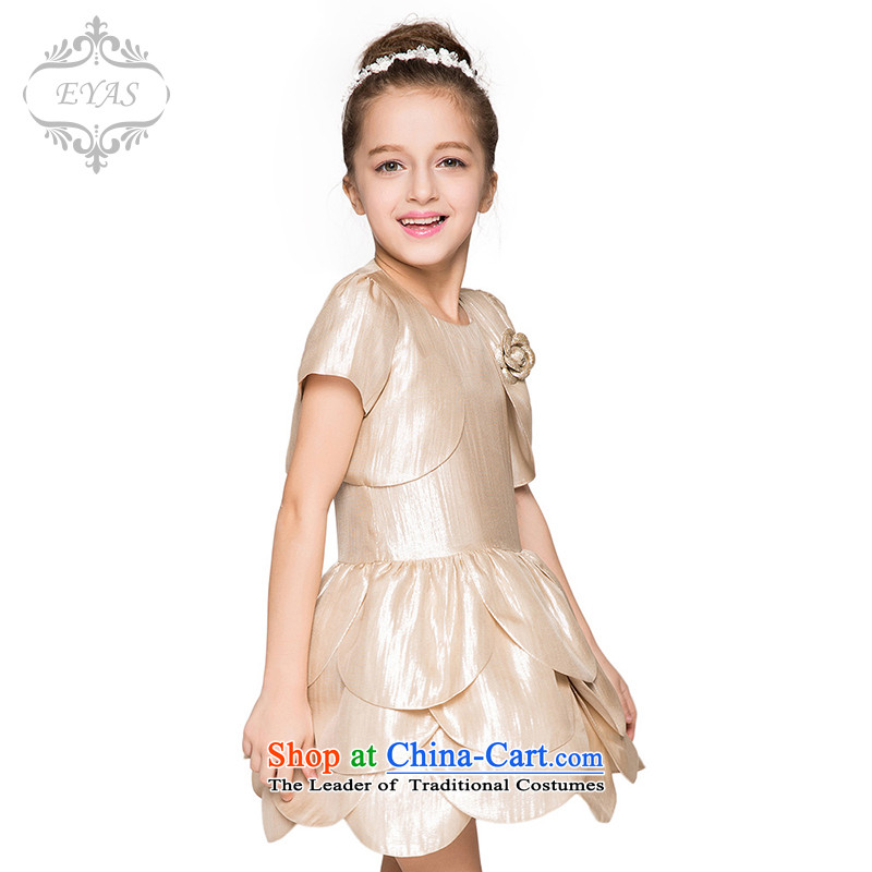 Eyas of children's wear skirts dress Europe high-end child girls silk dresses luxury birthday dress Kit Gold?140