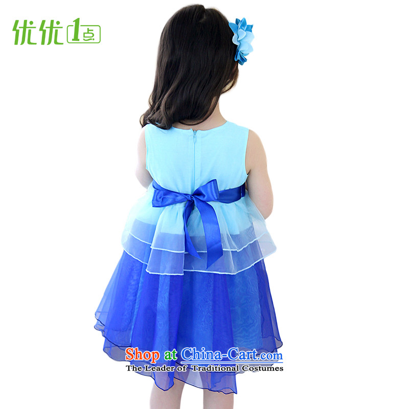 1 point optimization optimize girl children's wear dresses princess skirt for summer 2015 new children clothes girls dress blue skirt 160 yards (recommended height of 1 optimization optimize 140-150cm), (yoyo) one shopping on the Internet has been pressed