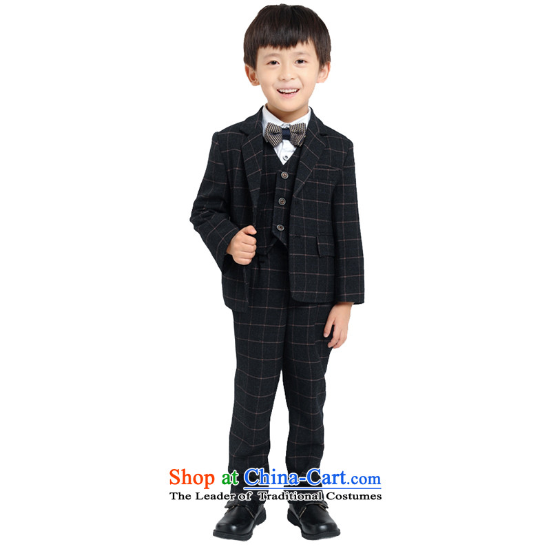 Adjustable leather case package boy children leisure suit dress winter to live piano music services grid suit + trousers, a + shirt + collar?150cm