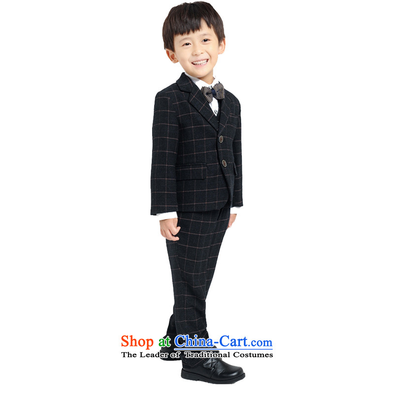 Adjustable leather case package boy children leisure suit dress winter to live piano music services grid suit + trousers, a + shirt + collar 150cm, adjustable leather case package has been pressed shopping on the Internet