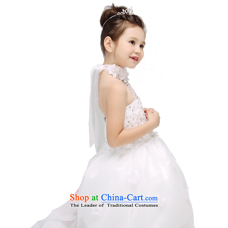 Adjustable leather case package girls princess skirt children wedding dresses 150cm, white leather package has been pressed to online shopping