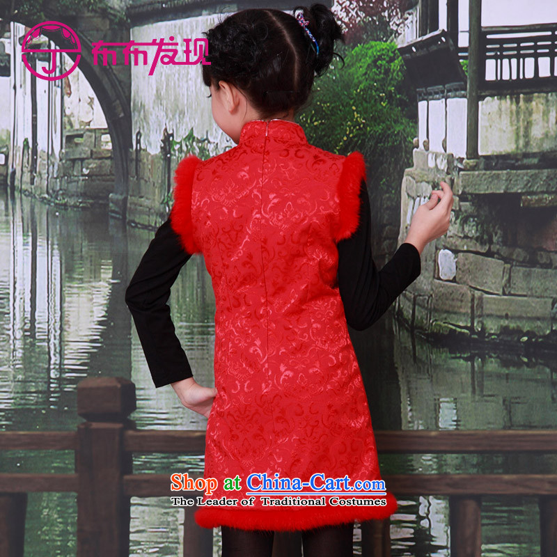 The Burkina found autumn and winter coats shirt qipao children girls Tang dynasty ethnic dress really gross children's wear dresses will red 160, discovery (JOY DISCOVERY shopping on the Internet has been pressed.)