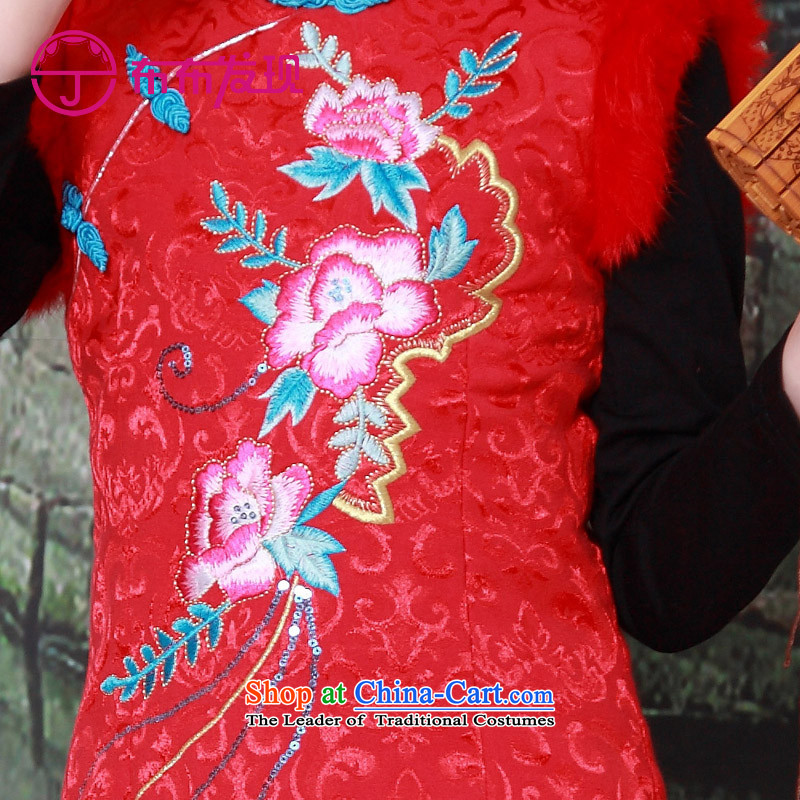The Burkina found autumn and winter coats shirt qipao children girls Tang dynasty ethnic dress really gross children's wear dresses will red 160, discovery (JOY DISCOVERY shopping on the Internet has been pressed.)
