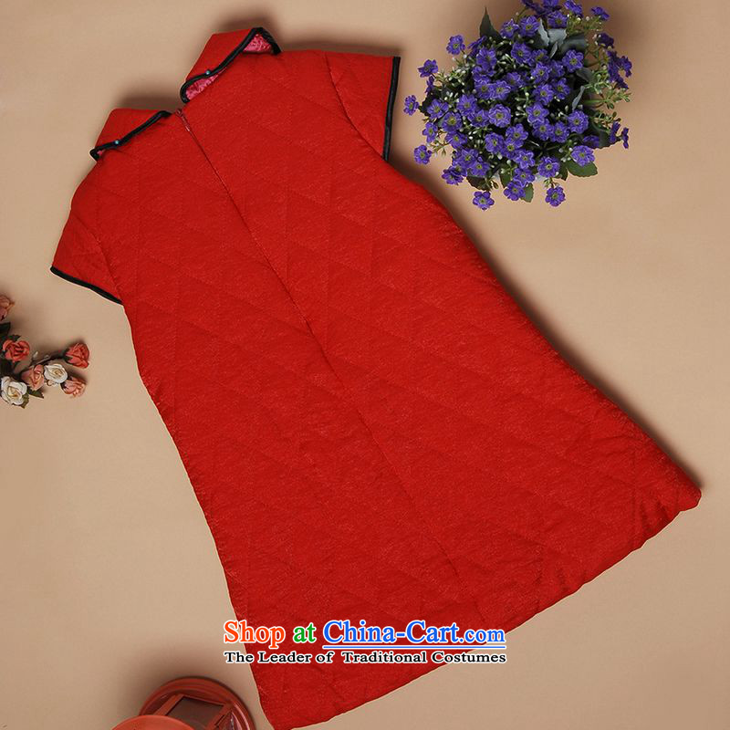 158 Jing children qipao Tang dynasty winter clothing girls dress cotton coat short-sleeved dresses qipao girls in red 158 Jing.... 110CM, Standing Online Shopping