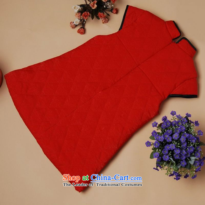 158 Jing children qipao winter clothing girls Tang Dynasty Dress Shirt thoroughly new year birthday services serving the skirt red height 158 Jing.... 120CM, shopping on the Internet