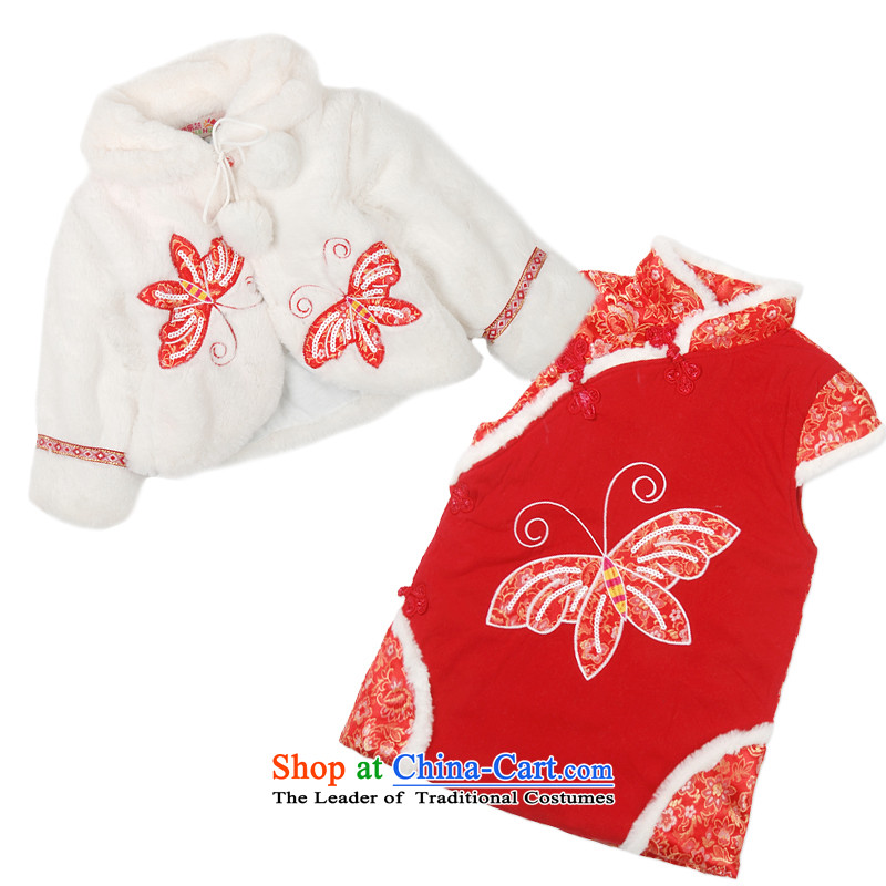 Child Lok Wei new winter clothing girls plush shawl folder cotton qipao two kits baby Tang Dynasty Chinese new year 1-4 years of red 90, child Lok Wei (tonglehui) , , , shopping on the Internet