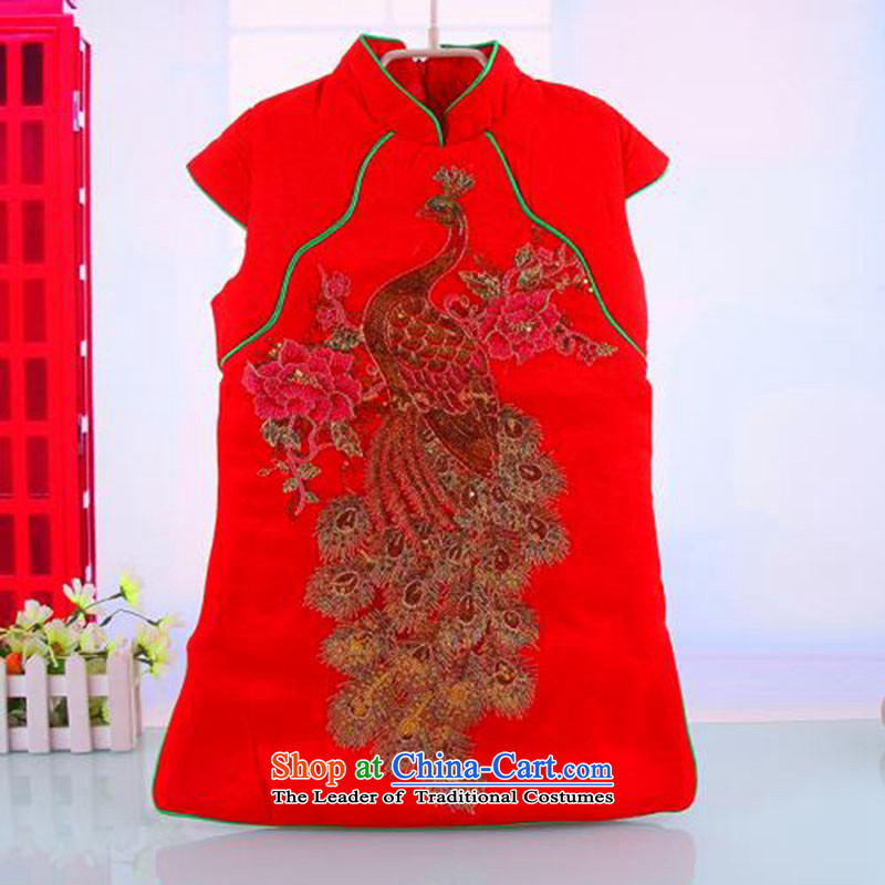 2015 new women's child baby warm qipao gown New Year Tang Dynasty Show services for winter burgandy 110 Bunnies Dodo xiaotuduoduo) , , , shopping on the Internet