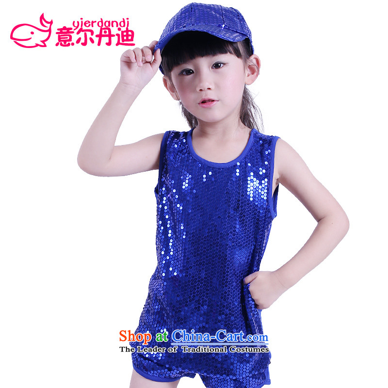 The new children's entertainment services on jazz dance piece costumes to boys and girls Street Dance Dance stage performances costumes child care service pack blue show?160