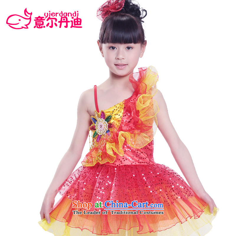 The new child costumes dance performances to children's apparel girls modern dance on chip bon bon dress that early childhood stage performances in red 120-130 to clothing gourdain yierdandi () , , , shopping on the Internet
