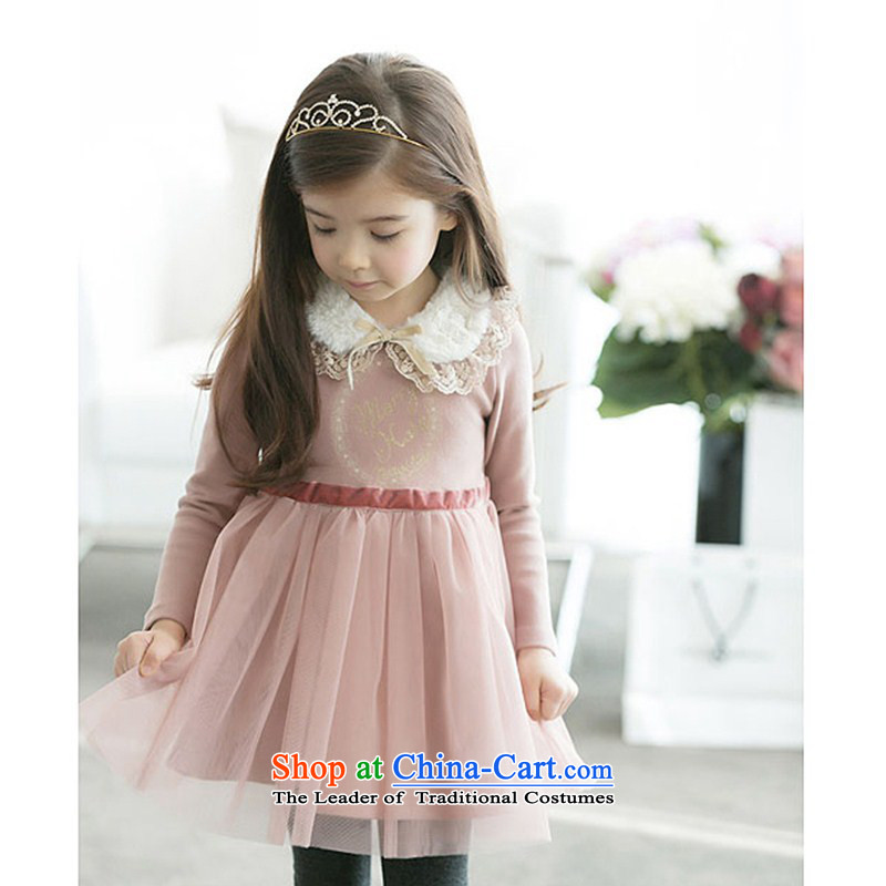 Children's Wear Skirts girls in spring and autumn 2015 installed the new Korean version of large child children long-sleeved shirt skirts performances princess skirt skirt B pink show 140 Yan Beverly shopping on the Internet has been pressed.