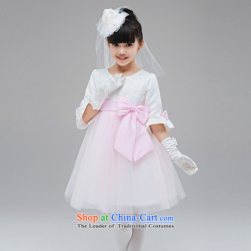 The new 2015 workshop on yi wedding flower girls 7 cuff women dress flower girl children dress wedding dress princess girls will dress skirt dress in spring and autumn dress Flower Girls pink 100cm, long-sleeved clothes, Square shopping on the Internet ha