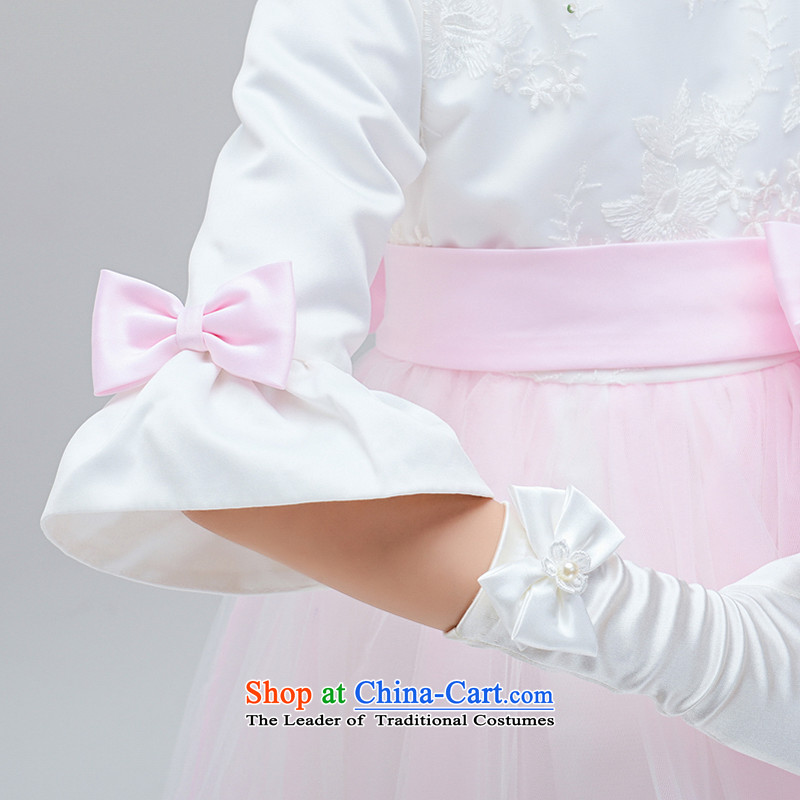 The new 2015 workshop on yi wedding flower girls 7 cuff women dress flower girl children dress wedding dress princess girls will dress skirt dress in spring and autumn dress Flower Girls pink 100cm, long-sleeved clothes, Square shopping on the Internet ha