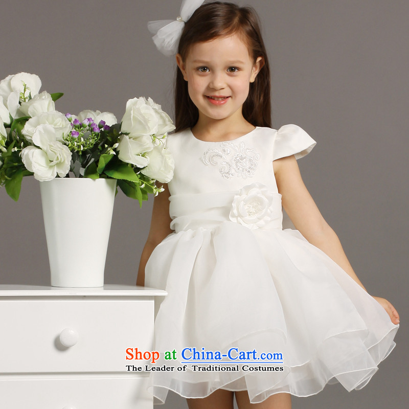 Had to hold workshop on the princess children yi skirt Flower Girls dress temperament short-sleeved bon bon skirt children evening dress girls dress dress children dress skirt princess skirt spring white?140 _small size_