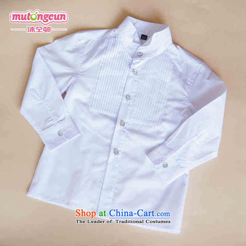Bathing in the staff of the estate children Dress Shirt boy suit shirt young gentleman long-sleeved baby wear the Flower Girls Boys white long-sleeved shirt 120cm, warmly welcomes estate shopping on the Internet has been pressed.